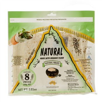 Mountain Bread Organic Wraps 8 Pieces 200g