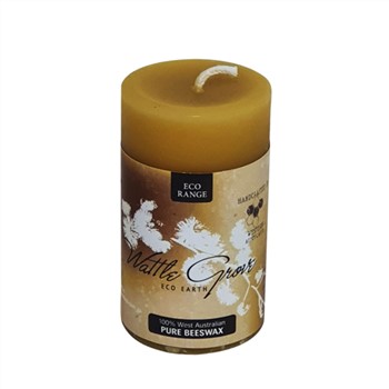 Wattle Grove Beeswax Candle Pillar Round Short Narrow