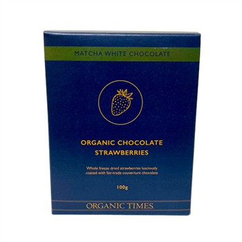 Organic Times Matcha White Chocolate Strawberries 100g