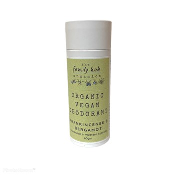 The Family Hub Organics Vegan Deodorant Frankincense & Bergamot 60g
