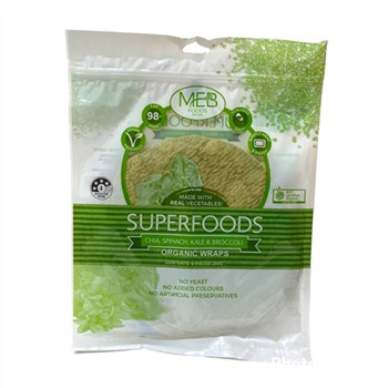 MEB Foods Superfood Wraps Chia, Spinach, Kale & Broccoli 6pk 250g