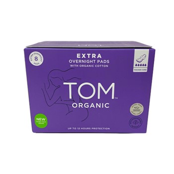 TOM Organic Extra Overnight Pads 8 pack