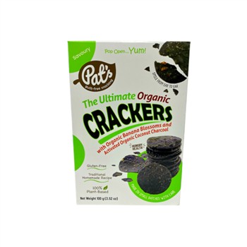 Pat's Crackers Banana Blossom & Activated Coconut Charcoal 100g