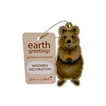 Earth Greetings Wooden Decoration Smiling Quokka